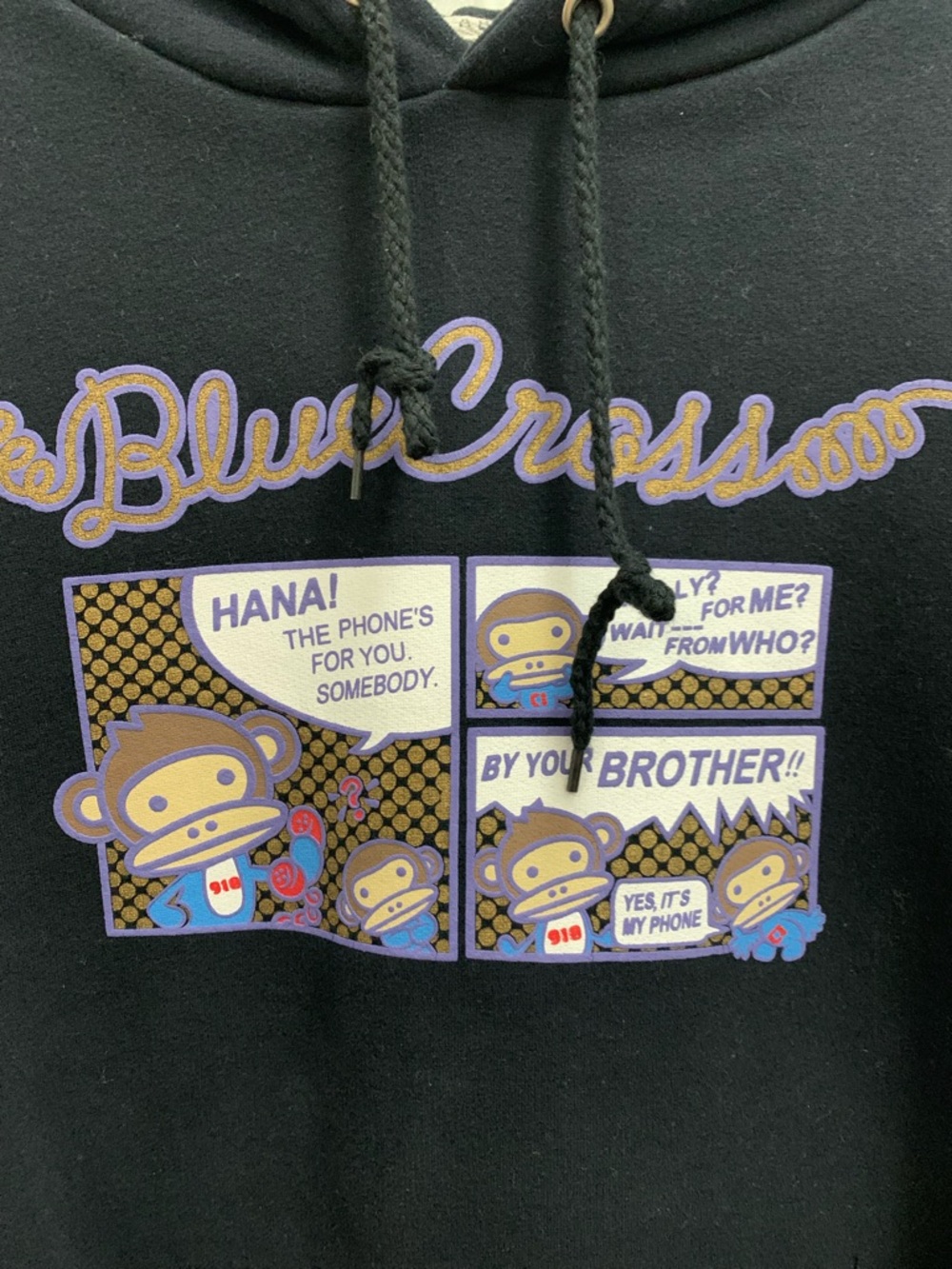 Baby Milo by A bathing Ape Black Graphic Hoodie - Casual Pullover Sweatshirt  L - Picture 6 of 6